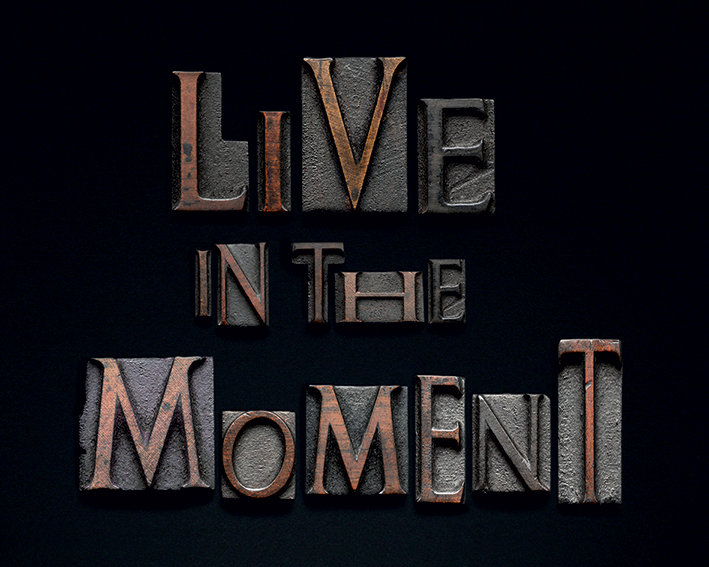 'Live in the Moment' by Alyson Fennell Textual Art on Canvas