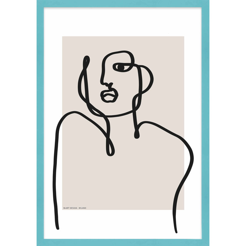 Figure and Form 1 by Romina Gadler - Framed Wall Art, 50" H x 35" W x 1.25" D, Teal Framed Paper