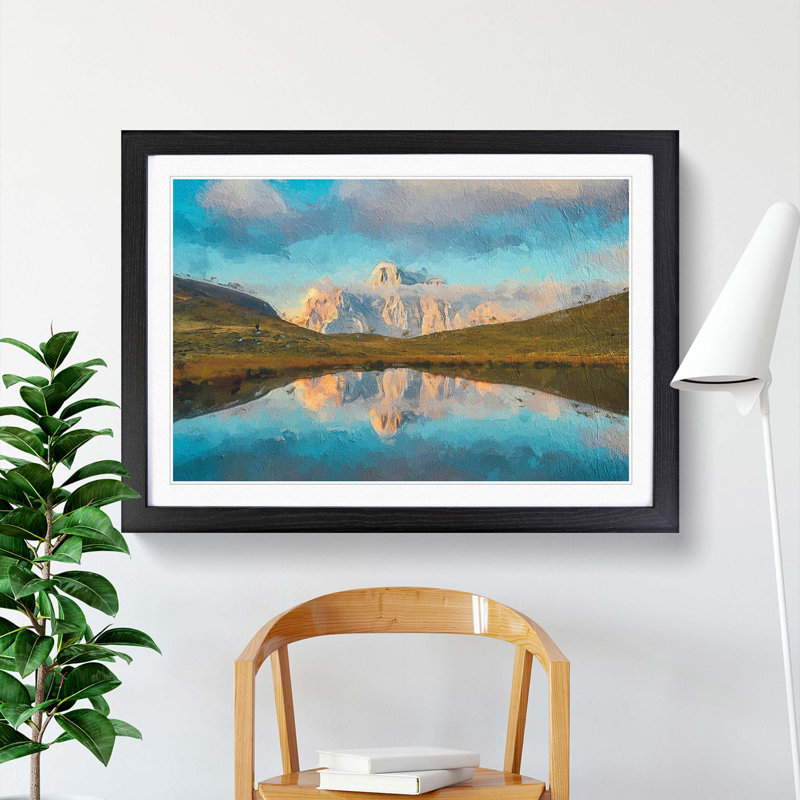Lago delle Baste Mountain in Italy - Picture Frame Painting Print, 36cm H x 48cm W x 2cm D, Black Framed