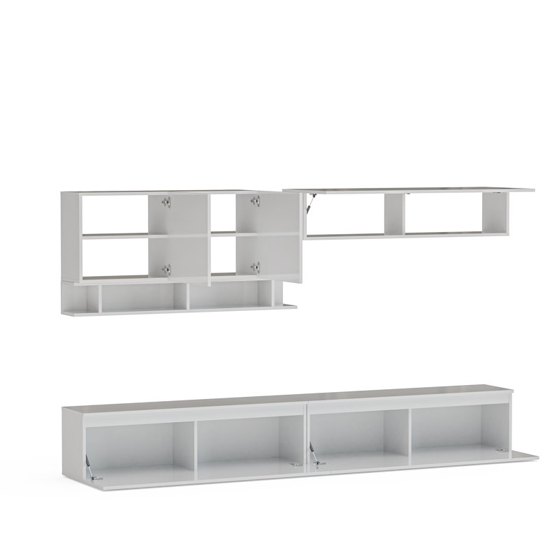Toronto Modular Entertainment System with Multiple Customizable Layout Floating Media Console , White