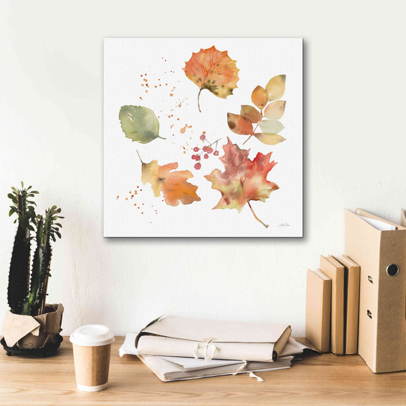«Falling Leaves I» par Katrina Pete, estampe numérique sur toile, H 18 po x l 18 po x P 0,75 po