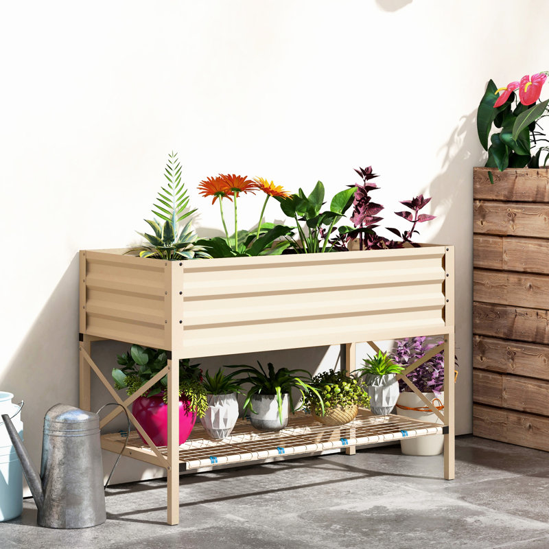 Boîte à fleurs surélevée en acier galvanisé crème pour une magnifique jardinière