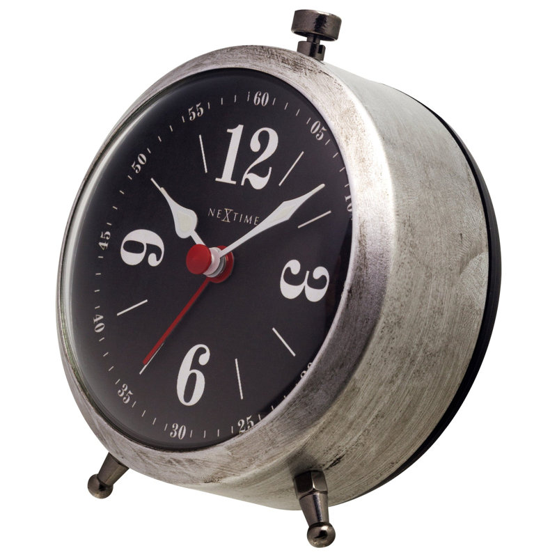 Horloge de table analogique à quartz en métal, Noir