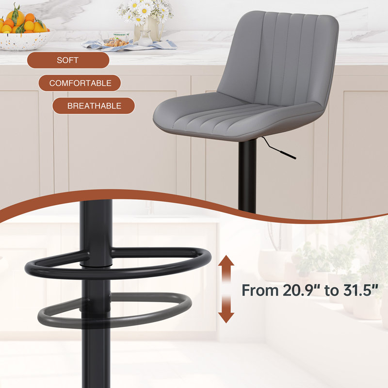 Tabouret de comptoir à hauteur réglable, Gris