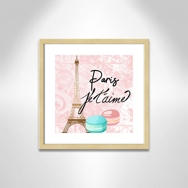 Bonjour paris 1, H 17 po x l 17 po x P 1,19 po, Cadre boîte champagne clair