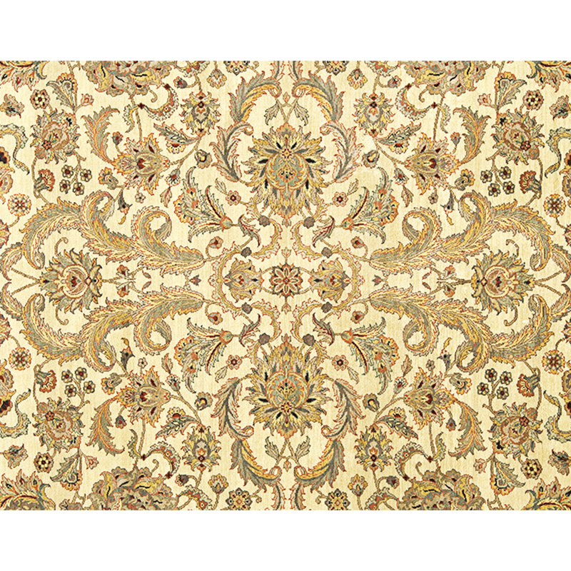 Tapis doré et ivoire de haute qualité noué à la main