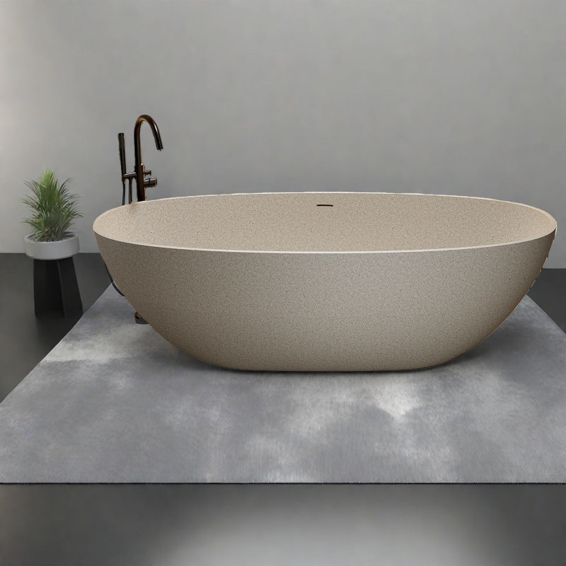 x 30.7'' Freestanding Soaking Solid Surface Bathtub