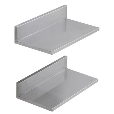 Stainless Steel Shelf Wall Mounted Floating 4.72x11.81x18.50 Inch, Stainless Steel, 1-Piece, Floating Wall Shelf, Silver, Wall-Mounted Space Saver