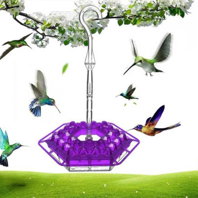 2 Pack Universal Hummingbird Feeder, 30 Ports, Built-in Ant Moat, Hanging Bracket, Purple