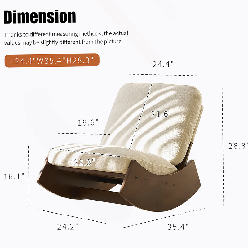 Chaise berçante confortable, fauteuil oscillant de haute qualité, Blanc