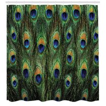 Watercolor Peacock Feather Shower Curtain Hooks 90x180 Cm Blue Green  Turquoise Fabric Peacock In Christmas Winter Night Snow Sky Castles