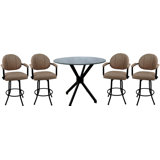 Pommills 4 - Person Glass Top Pedestal Dining Set