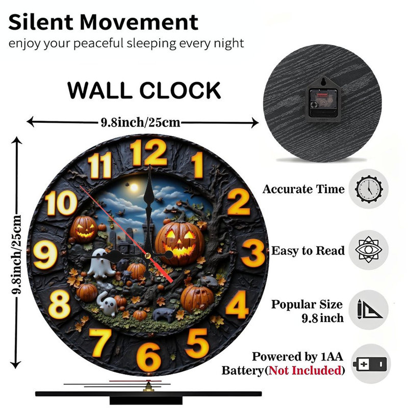 Horloge d'Halloween fantômes de citrouilles