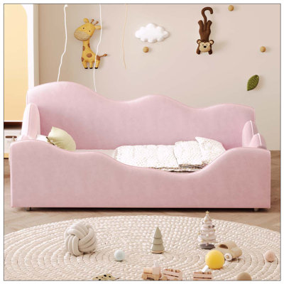 Upholstered Toddler Bedwith Safety Guardrails