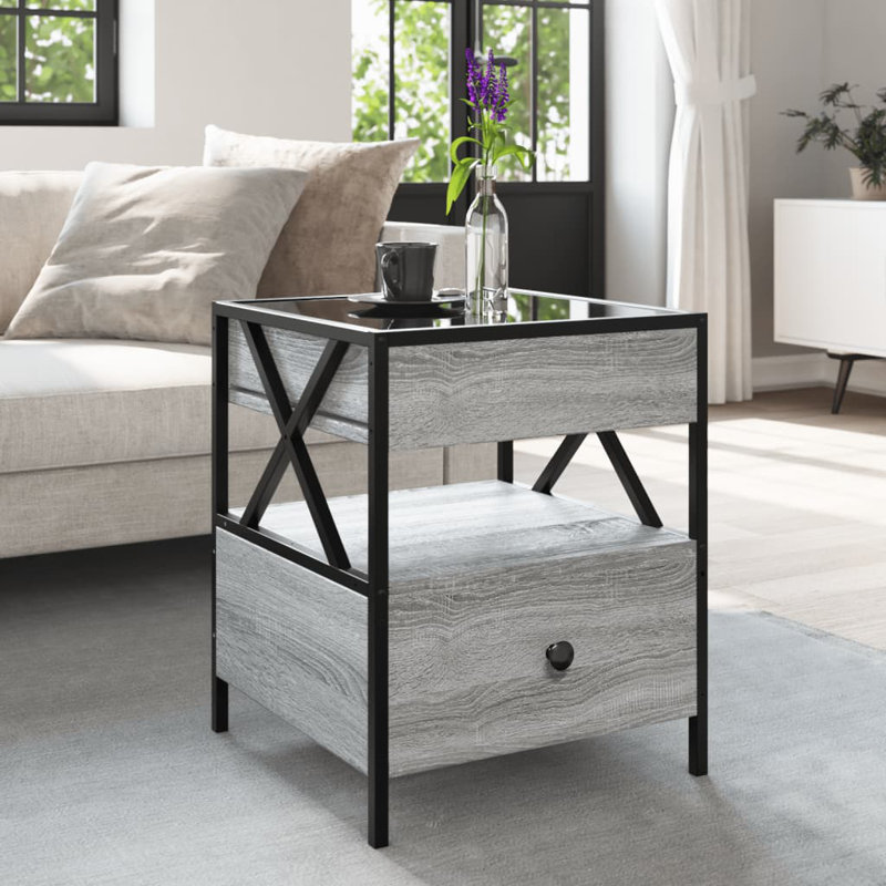 Cvitan Coffee Table with Storage, 51cm H x 40cm L x 40cm W, Grey Sonoma