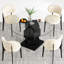 Black Tempered Glass Kitchen Table With Spacious Leg Space Round Lacquered Dining 10mm Thick Top