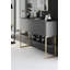 Commode Modern Glam avec pieds en métal, doré et anthracite | Panneau de particules enduit 100% mélamine, dimensions: 47,2 po x 31,5 po x 11,8 po | Conception élégante de couleur unie, parfaite pour les chambres contemporaines et les solutions de rangement-1436849570