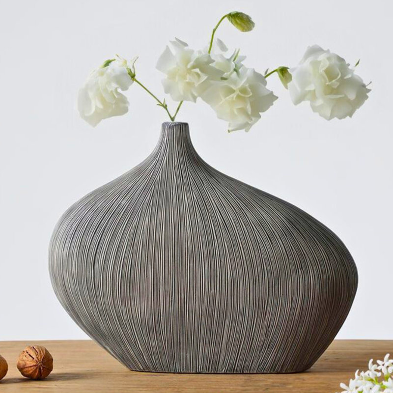 Dinovo Abstract Striped Polyresin Table Vase
