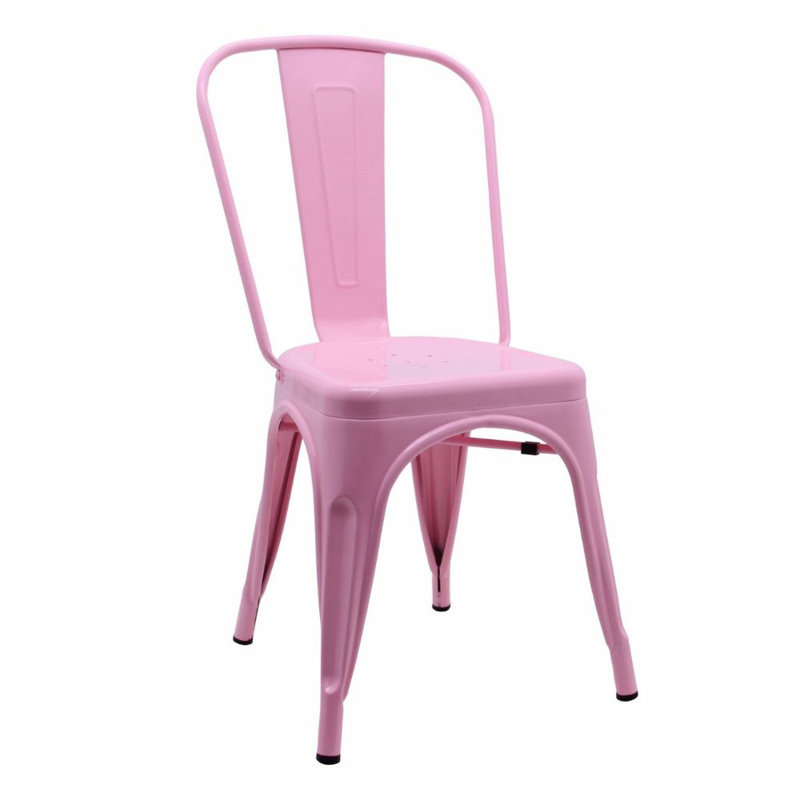 Chaise de patio empilable Nunes, Rose clair