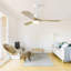 52 Inch Ceiling Fan With Dimmable Led Light 6 Speed Remote 3 Wood Blade Reversible DC Motor For Bedroom-1266562791-1266562790