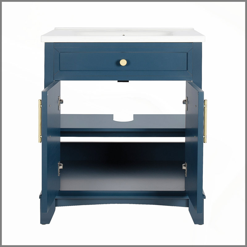 Meuble de salle de bain bleu durable Only Cabinet, offrant un grand espace de rangement, imperméable et facile à assembler.