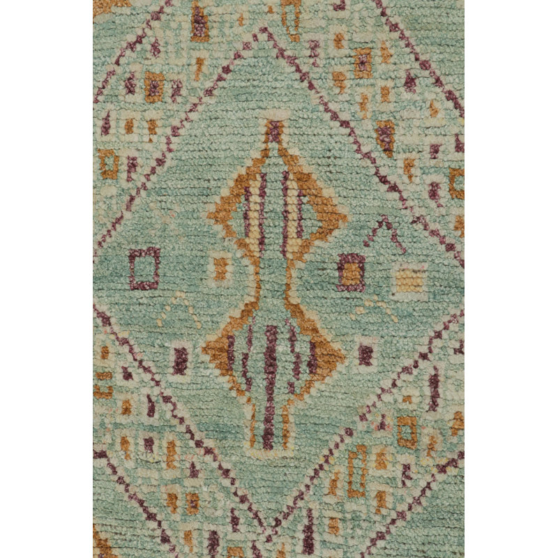 Moroccan Hand Knotted Geometric Area Rug, Rectangle 6' x 8'
