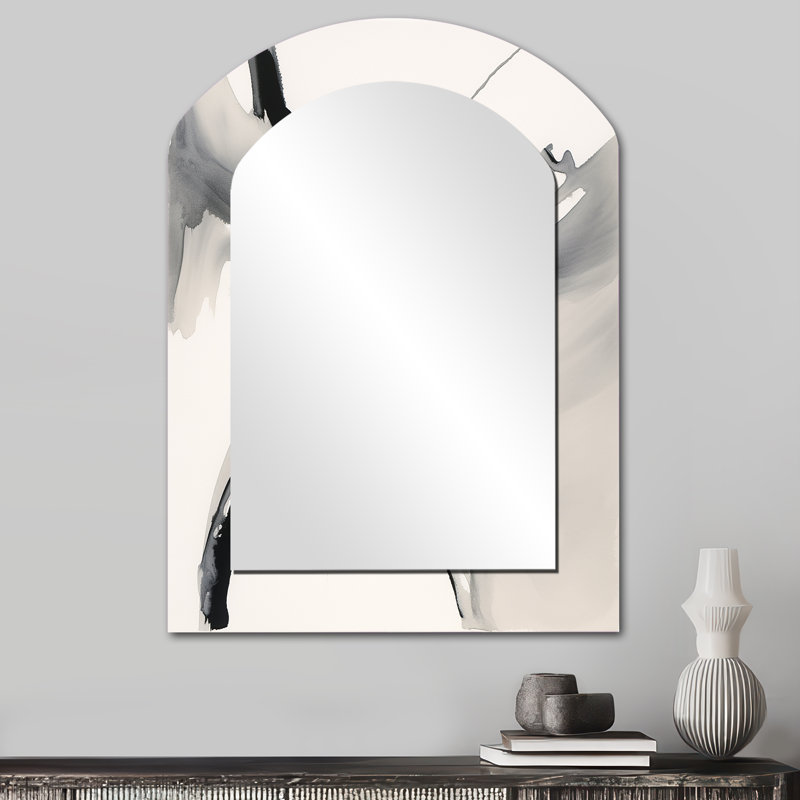 Miroir mural abstrait moderne abstrait Neutre, 34 po x 25 po