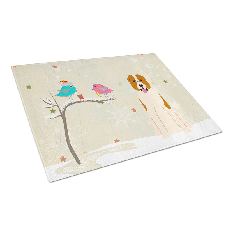 Caroline's Treasures Christmas Presents Glass Central Asian Shepherd Dog Cutting Board