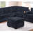 Contemporary Style L-Shaped 4Pc Sectional Set USB Cup Holder Loveseat Cushion Back Plastic Legs Cocktail Ottoman Square Arms Black Finish Primary Living Room-1416089890
