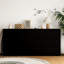 Commode 9 tiroirs sans poignée, commode moderne en bois noir mat pour la chambre à coucher, commode de rangement pour le salon, le couloir, le vestibule-1524034653