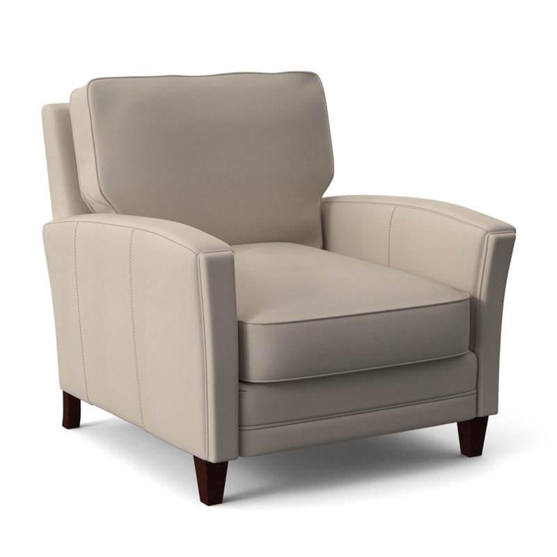 Zion Leather Armchair, Mahogany, Aline Light Gray Stonewash Genuine Leather