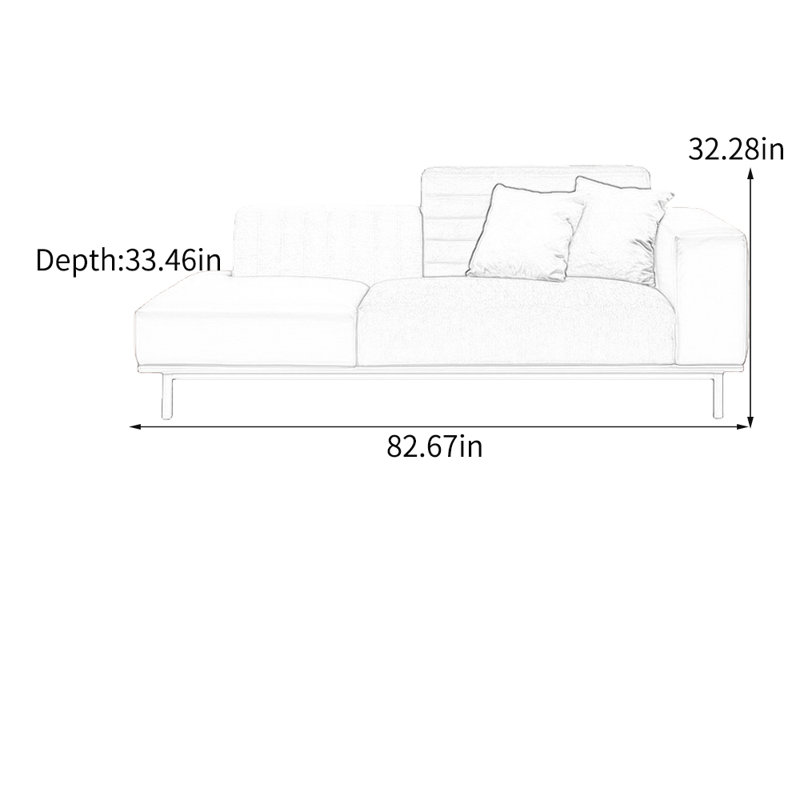 Chaise longue simple et élégante en éponge, Orienté à droite