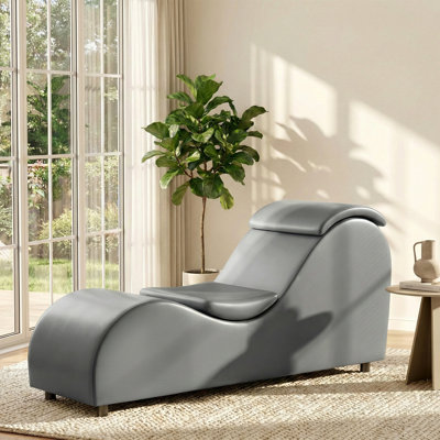 61" Yoga Lounge Chair with Adjustable Head Cushion & MDF Frame