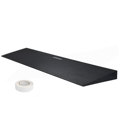 1.2" Rise Cuttable Threshold Ramp For Sweeping Robot, 35.4" Wide Natural Rubber Wheelchair Ramp, Non-Slip Solid Rubber Ramp With Double-Sided Tape For Doorways,Driveways,Bathroom,Smooth Tile