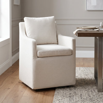 Hidar Upholstered Dining Armchair with Casters