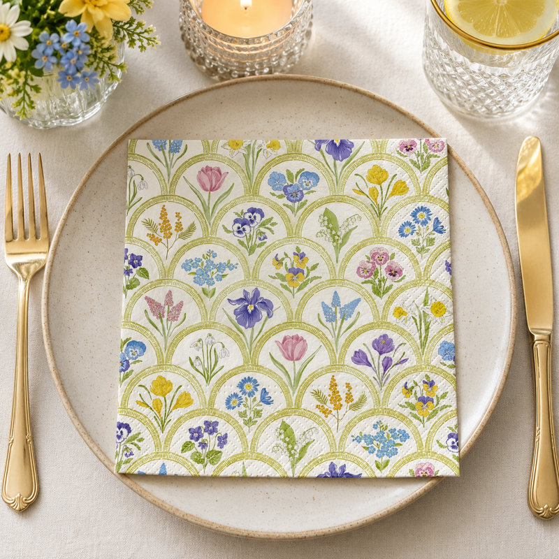 Ensemble de 20 serviettes de jardin en forme de médaillon