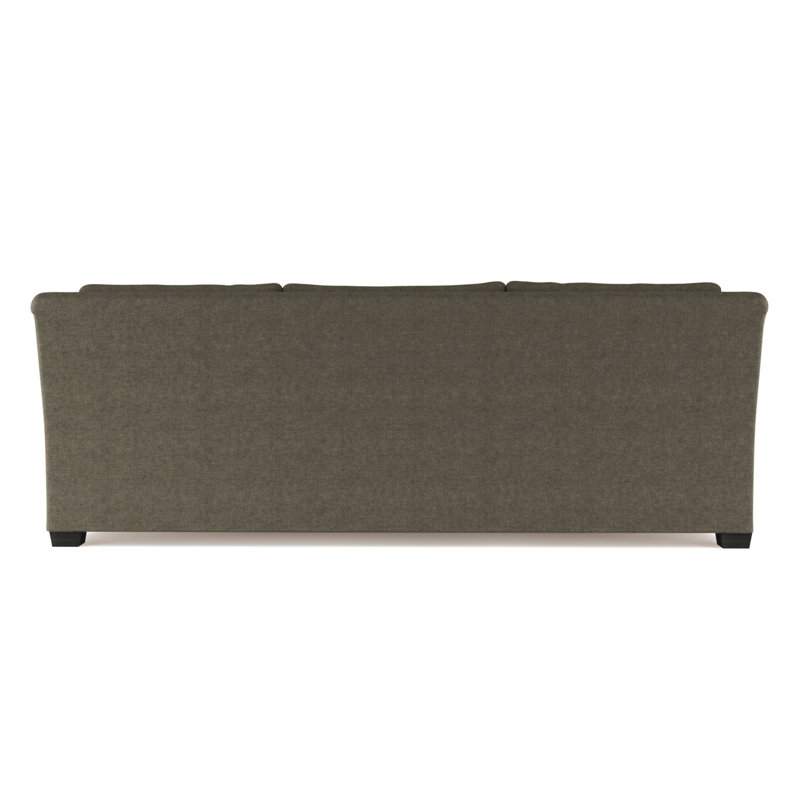 Thompson Rolled Slope-Arm Sofa, 32" H x 84" W x 41" D, Plush Velvet Graphite, Dark Brown