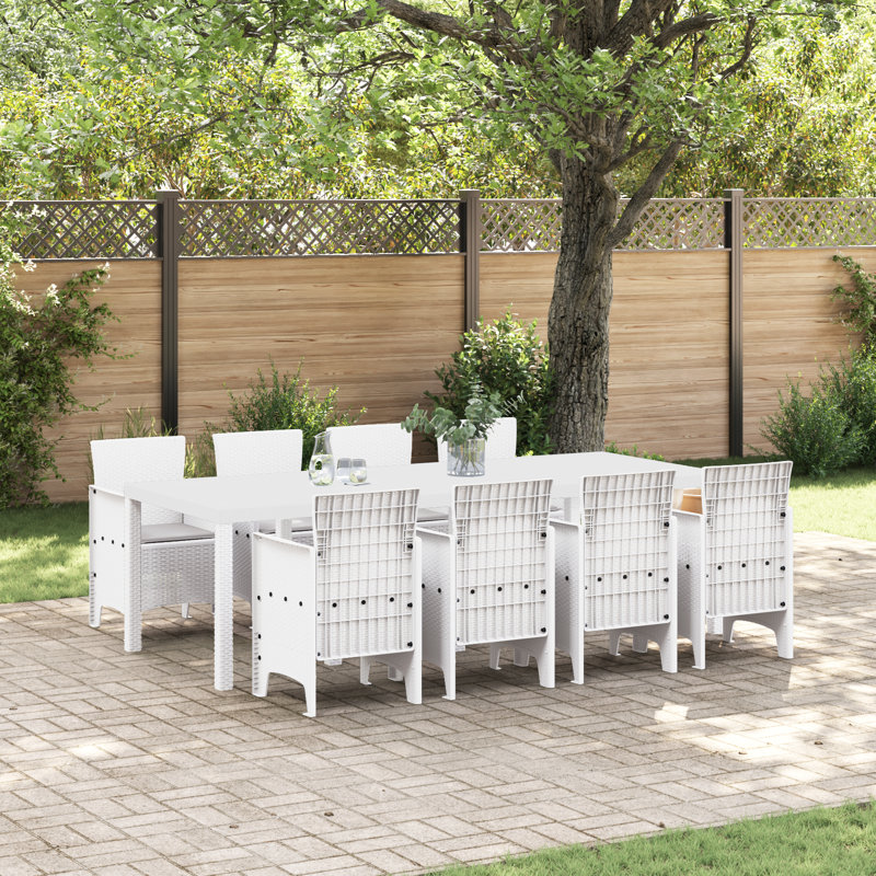 VidaXL White Poly Rattan Garden Dining Set