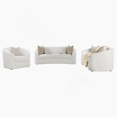 3-Piece Sloped Arms Living Room Set With Contemporary Design, Retro-Inspired Elements And Luxurious Seating For Sophisticated Interiors