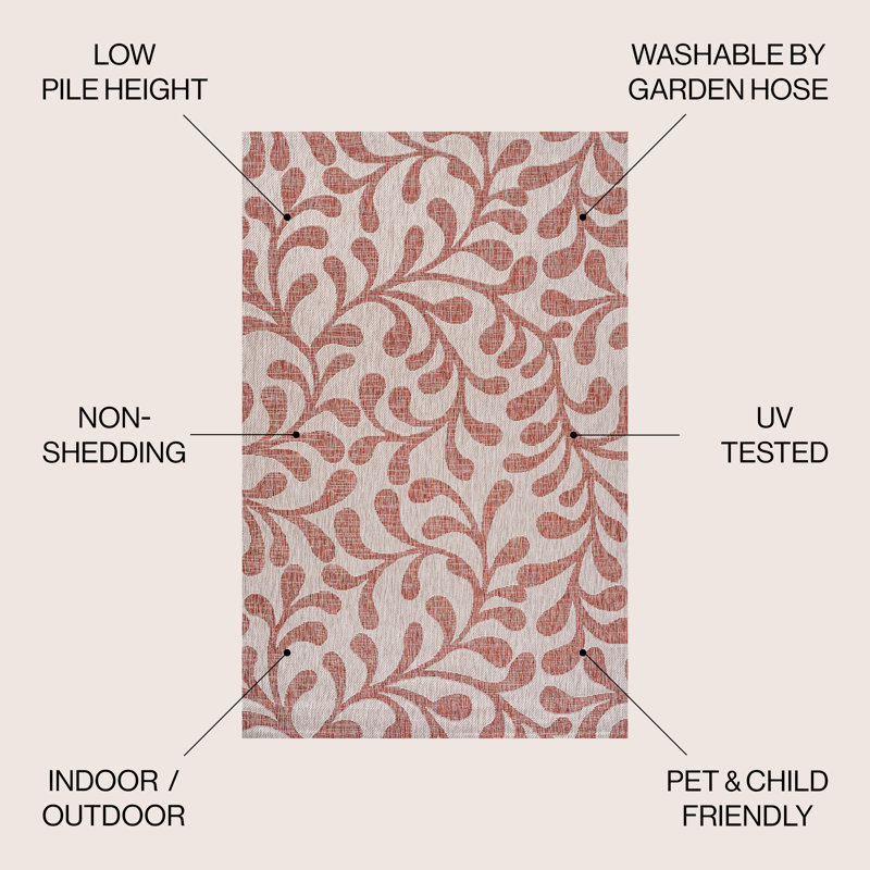 Elsea All Over Indoor/Outdoor Rug, Rectangle 3' x 5', Red/Beige