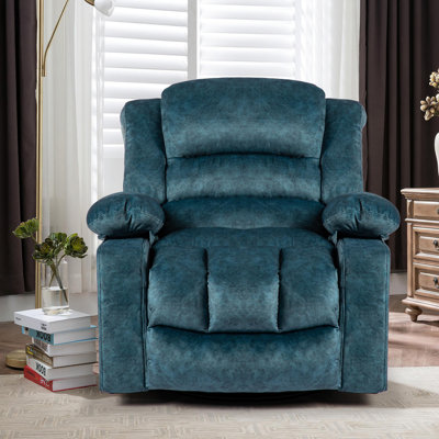 Wide Upholstered Swivel Rocker Recliner Chair