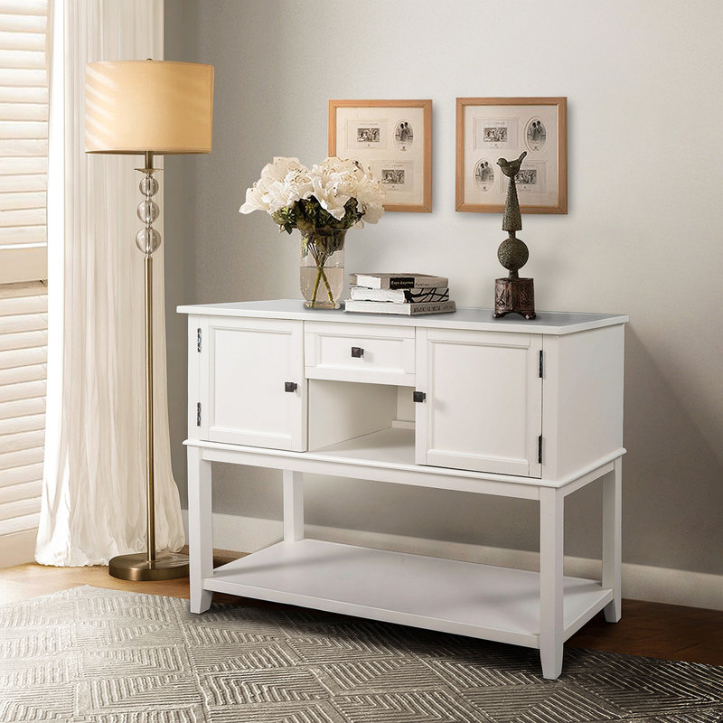 Console avec tiroirs, Blanc