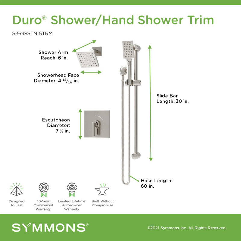 Duro HydroMersion Single Handle Shower System with Hand Spray, Satin Nickel