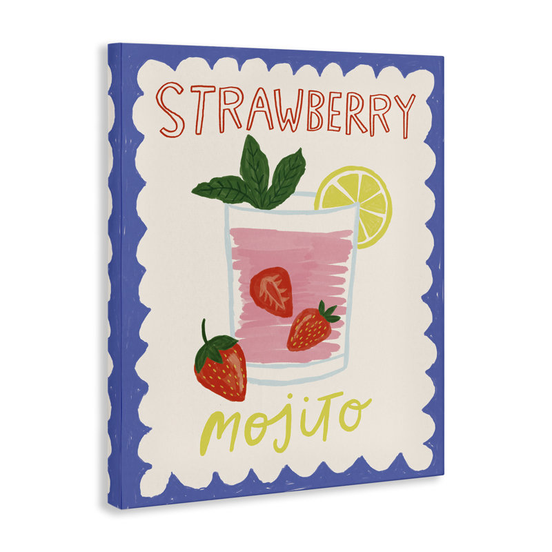  «Strawberry Mojito Drink», art mural par Lisa Barlow, H 20 po x l 16 po