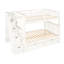 Lit superposé double blanc avec tablettes et tiroirs de rangement multiples, escalier à quatre marches pour une montée en toute sécurité, barrière de sécurité supérieure en blanc, organisation de la pièce à 6 tiroirs, résistance en bois de pin massif-1392184198