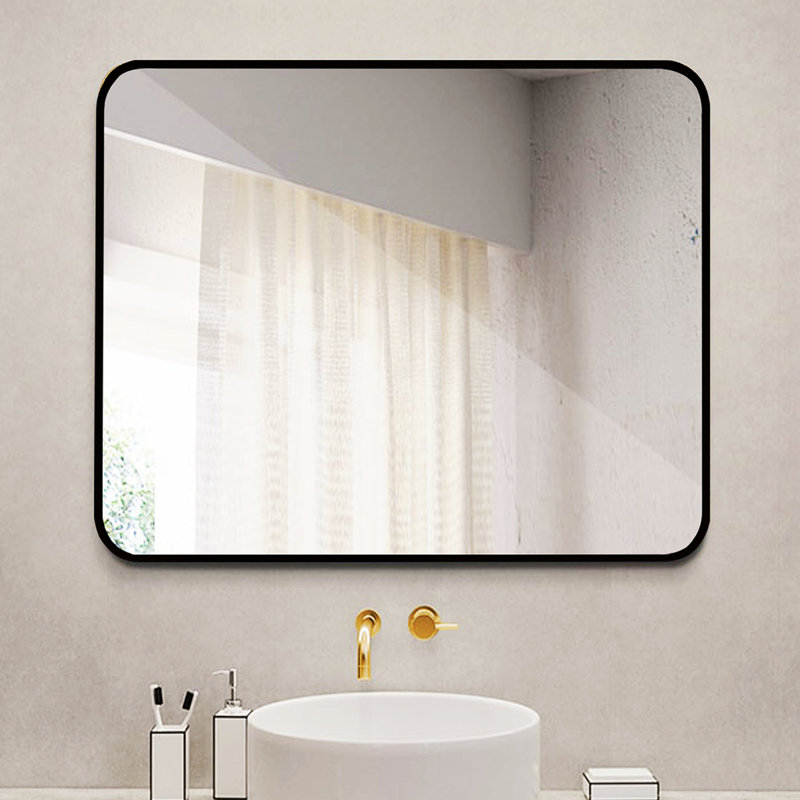 Miroir de salle de bain mural, Noir, 26 po x 38 po
