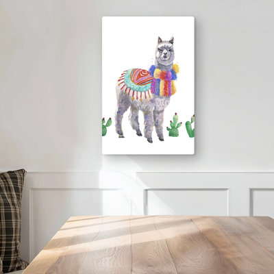 Traditional Peruvian Lama - Green Ethnic Metal Print | Decor