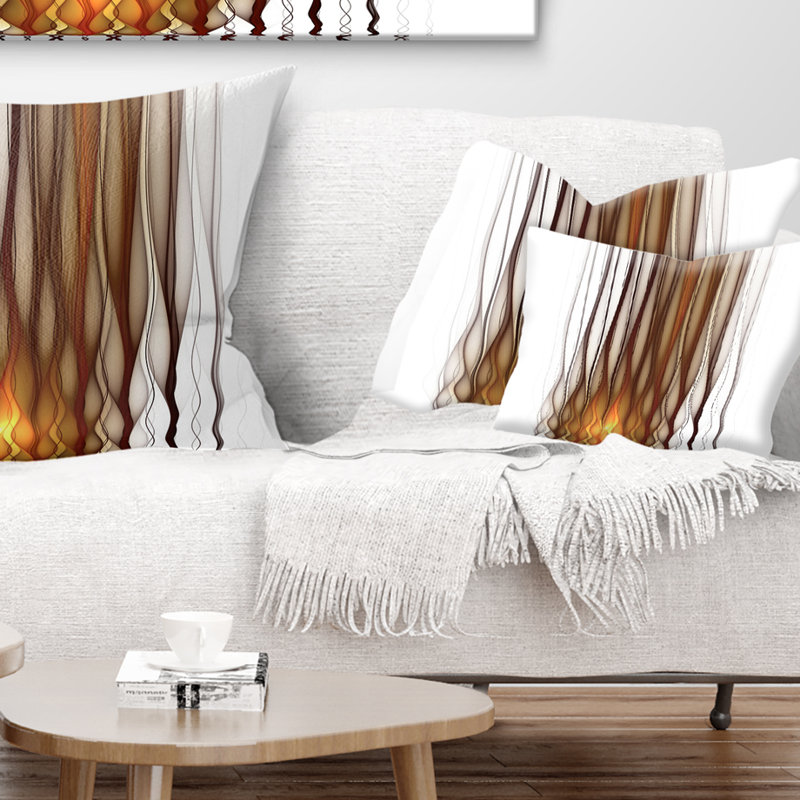 Yellow Fractal Flames Pattern - Abstract Printed Throw Pillow