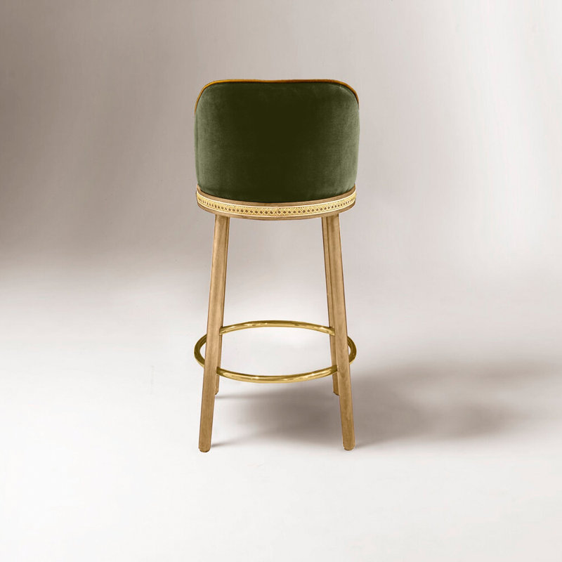 Tabouret de bar et de comptoir Alma, Kiwi, Laiton satiné, Tabouret de comptoir (siège d'une hauteur de 27 p
