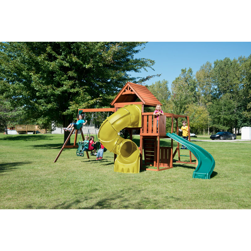 Grandview Twist Complete Swing Set, Yellow/Teal